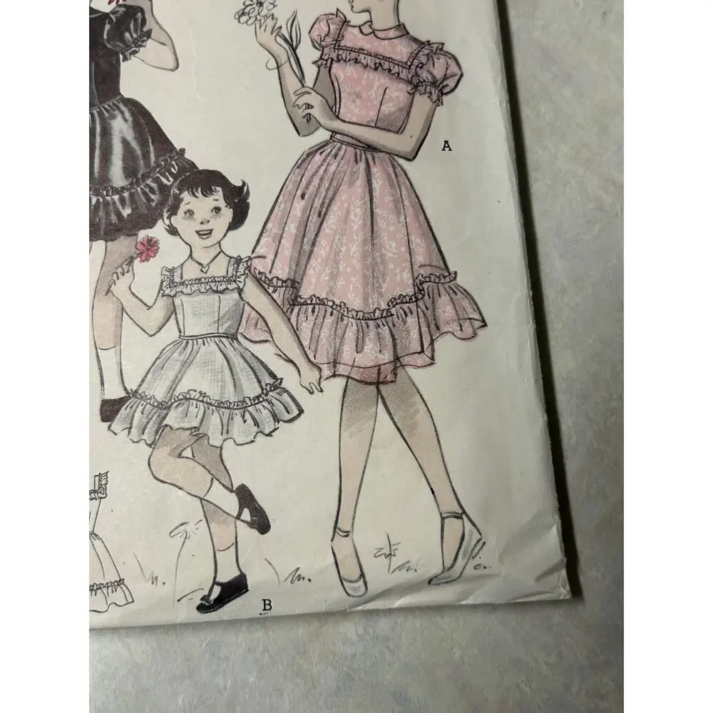 Vintage 1940's Butterick Pattern #5373 Girls Street Dress or Sundress Size 6 HTF